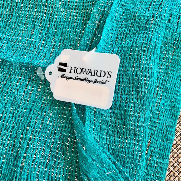 Teal & Silver Sparkle fringe scarf - Picture 3 of 4